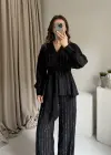 Siyah Taşlı Kuşak Detaylı Takım
