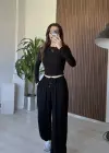 Siyah Yan Büzgülü Eşofman Takımı