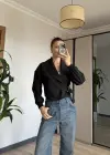 Siyah Yan Kemerli Ceket