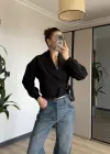 Siyah Yan Kemerli Ceket