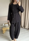 Siyah Düğmeli Şalvar Pantolon Takım