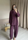 Mürdüm Düğmeli Şalvar Pantolon Takım