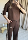 Kahve Paça Lastikli Eşofman Takımı