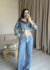 Açık Denim Ceket Pantolon Takım