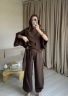 Kahve Yarasa Kol Bluz Pantolon Takım