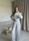 Gri Belden Bağlamalı Eşofman Takımı
