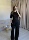 Siyah Bel Bağlamalı Eşofman Takım