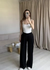 Siyah Pileli Salaş Pantolon