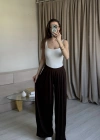 Kahve Pileli Salaş Pantolon