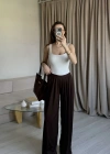 Kahve Pileli Salaş Pantolon