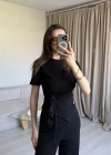 Siyah Önü Kordon Tshirt