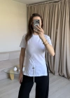 Beyaz Önü Kordon Tshirt