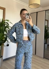 Açık Denim Etnik Desen Takım