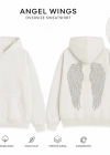 Beyaz Angel Taşlı Sweatshirt