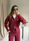 Bordo Çift Fermuarlı Viral Takım