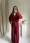 Bordo Çift Fermuarlı Viral Takım
