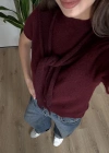 Bordo Kısa Kollu Triko
