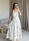 Çiçekli Sırt Bağlama Elbise