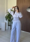 Gri Çıtçıtlı Bel Detay Takım