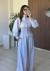 Gri Çıtçıtlı Bel Detay Takım