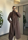 Kahve 2 Farklı Yakalı Trençkot