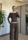 Kahve Çıkarılabilir Atlet Eşofman Takım