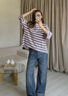 Kahve Çizgi Bağlama Tshirt