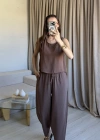 Kahve Tencel Kalın Askılı Takım