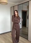 Kahve Vatkalı Bel Bağlamalı Takım