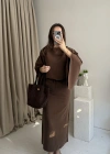 Kahverengi Massi Model Bağcıklı Elbise