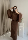 Kahverengi Massi Model Bağcıklı Elbise