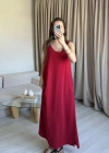 Kırmızı Ayrobin Maxi Boy Askılı Elbise