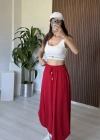 Kırmızı Boncuklu Şalvar Pantolon