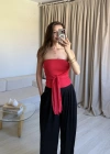 Kırmızı Brshk Fiyonklu Crop