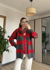 Kırmızı Çizgi Atkılı Hırka