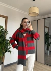 Kırmızı Çizgi Atkılı Hırka