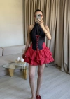 Kırmızı Katkat Balon Elbise