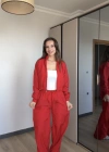 Kırmızı Paraşüt Ceket Pantolon Takım
