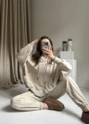 Krem Oversize Eşofman Takım