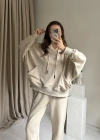 Krem Oversize Eşofman Takım