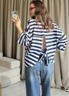 Lacivert Çizgi Bağlama Tshirt
