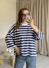 Lacivert Çizgi Bağlama Tshirt
