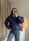 Lacivert Marka Puffer Mont