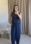 Lacivert Tencel Kalın Askılı Takım
