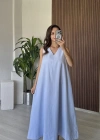 Mavi Kalın Askı Elbise