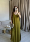 Olive Ayrobin Maxi Boy Askılı Elbise