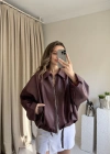 PB Marka Bordo Kemerli Deri Ceket