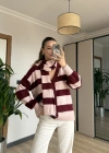 Pembe Çizgi Atkılı Hırka