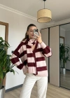 Pembe Çizgi Atkılı Hırka