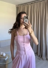 Pembe Dantelli Agraflı Takım